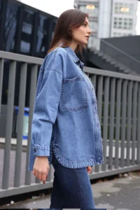 Bigdart 0694 double pocket Oversized DENIM Jacket - Navy Blue - Image 4