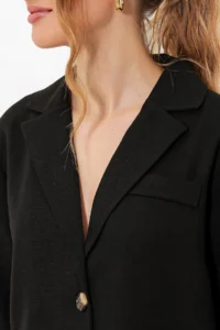 Bigdart Women's Black Double Buttoned Oversize Crop Linen Jacket 0706 - Image 3