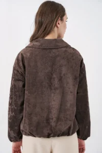 Bigdart Women's Gathered Oversize Velvet Jacket 0733 - Brown - Image 6