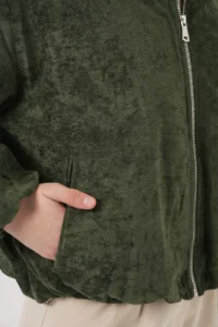 Bigdart Women Shirred Oversized Velvet Jacket 0733 - Khaki - Image 5