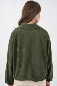 Bigdart Women Shirred Oversized Velvet Jacket 0733 - Khaki - Image 6