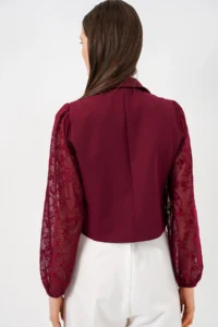 Bigdart Women Patterned Short Jacket 0751 - Burgundy - Image 5