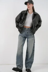 Bigdart Women Oversized Faux Leather Jacket 1049 - Black - Image 3