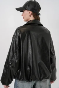 Bigdart Women Oversized Faux Leather Jacket 1049 - Black - Image 8
