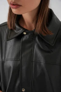 Bigdart Women Oversized Leather Jacket 1055 - Black - Image 6