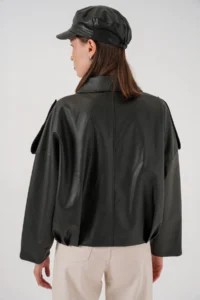Bigdart Women Oversized Leather Jacket 1055 - Black - Image 7