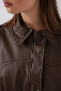Bigdart Women Oversized Leather Jacket 1055 - Brown - Image 5