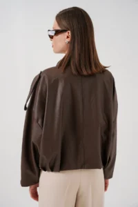 Bigdart Women Oversized Leather Jacket 1055 - Brown - Image 6