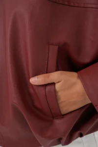 Bigdart Women Oversized Leather Jacket 1055 - Brick Red - Image 6