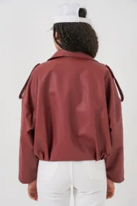 Bigdart Women Oversized Leather Jacket 1055 - Brick Red - Image 7