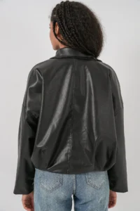 Bigdart Women Belt Detailed Leather Jacket 1056 - Black - Image 7