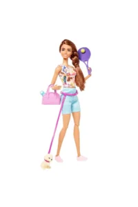 Barbie Doll and Accessories HKT91 with her puppy, sportswear, skates and tennis racket