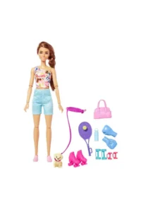 Barbie Doll and Accessories HKT91 with her puppy, sportswear, skates and tennis racket - Image 3