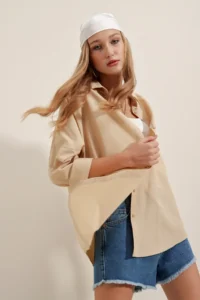 Bigdart 3900 Oversized LONG Basic Shirt - Beige