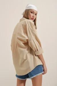 Bigdart 3900 Oversized LONG Basic Shirt - Beige - Image 6