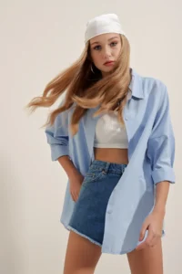 Bigdart 3900 Oversized LONG Basic Shirt - Blue