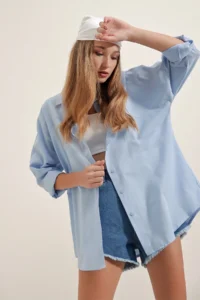 Bigdart 3900 Oversized LONG Basic Shirt - Blue - Image 2