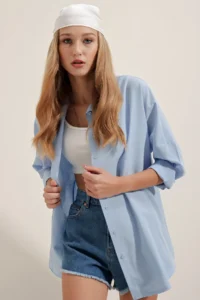 Bigdart 3900 Oversized LONG Basic Shirt - Blue - Image 3