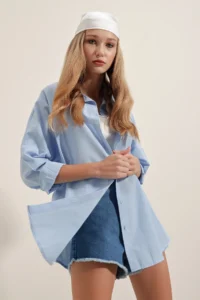 Bigdart 3900 Oversized LONG Basic Shirt - Blue - Image 4
