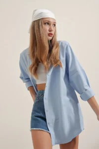 Bigdart 3900 Oversized LONG Basic Shirt - Blue - Image 5