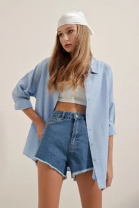 Bigdart 3900 Oversized LONG Basic Shirt - Blue - Image 7