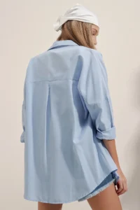 Bigdart 3900 Oversized LONG Basic Shirt - Blue - Image 8