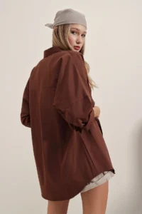 Bigdart 3900 Oversized LONG Basic Shirt - Brown - Image 8
