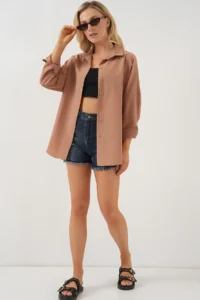 Bigdart 3900 Oversized LONG Basic Shirt - Camel - Image 2