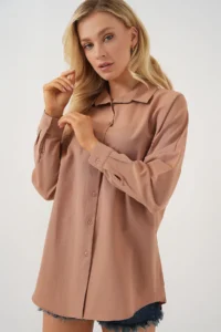 Bigdart 3900 Oversized LONG Basic Shirt - Camel - Image 3