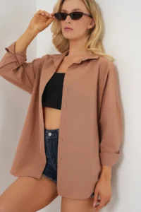 Bigdart 3900 Oversized LONG Basic Shirt - Camel - Image 4