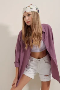 Bigdart 3900 Lilac Oversized LONG Basic Shirt - Image 3
