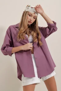 Bigdart 3900 Lilac Oversized LONG Basic Shirt - Image 6