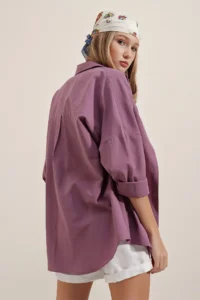 Bigdart 3900 Lilac Oversized LONG Basic Shirt - Image 7