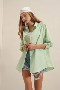 Bigdart 3900 Oversized LONG Basic Shirt - E.Green - Image 2