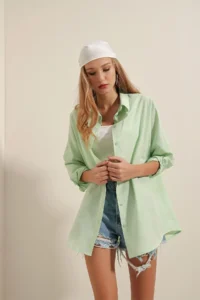 Bigdart 3900 Oversized LONG Basic Shirt - E.Green - Image 3