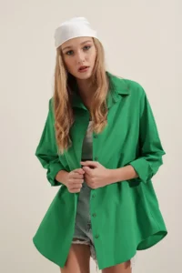 Bigdart 3900 Oversized LONG Basic Shirt - Green - Image 2