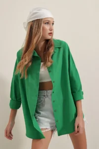 Bigdart 3900 Oversized LONG Basic Shirt - Green - Image 4