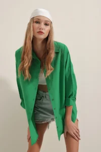 Bigdart 3900 Oversized LONG Basic Shirt - Green - Image 5