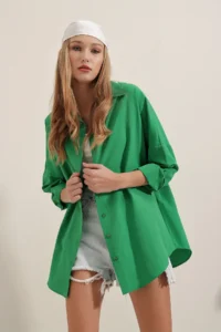 Bigdart 3900 Oversized LONG Basic Shirt - Green - Image 6