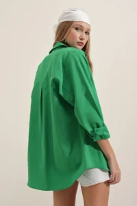Bigdart 3900 Oversized LONG Basic Shirt - Green - Image 7