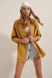 Bigdart 3900 Oversized LONG Basic Shirt - Mustard