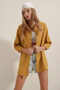 Bigdart 3900 Oversized LONG Basic Shirt - Mustard - Image 3