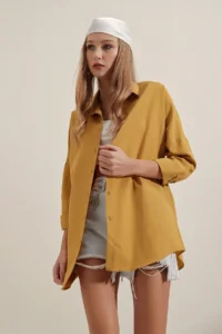 Bigdart 3900 Oversized LONG Basic Shirt - Mustard - Image 4