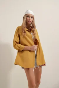 Bigdart 3900 Oversized LONG Basic Shirt - Mustard - Image 5