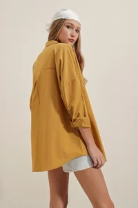 Bigdart 3900 Oversized LONG Basic Shirt - Mustard - Image 6