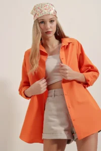 Bigdart 3900 Oversized LONG Basic Shirt - Orange - Image 2