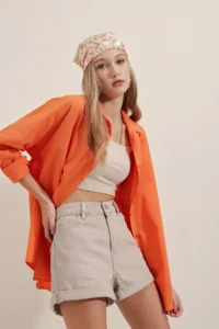 Bigdart 3900 Oversized LONG Basic Shirt - Orange - Image 5