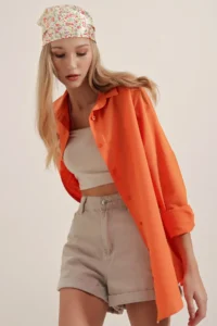 Bigdart 3900 Oversized LONG Basic Shirt - Orange - Image 6