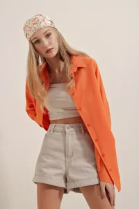 Bigdart 3900 Oversized LONG Basic Shirt - Orange - Image 7