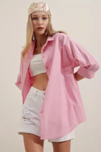 Bigdart 3900 Oversized LONG Basic Shirt - Pink - Image 3